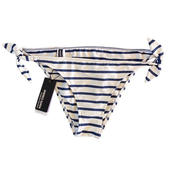 Andres Sarda Barcelona Twiggy Bikini Bottom NWT side Tie Striped - Picture 5 of 5